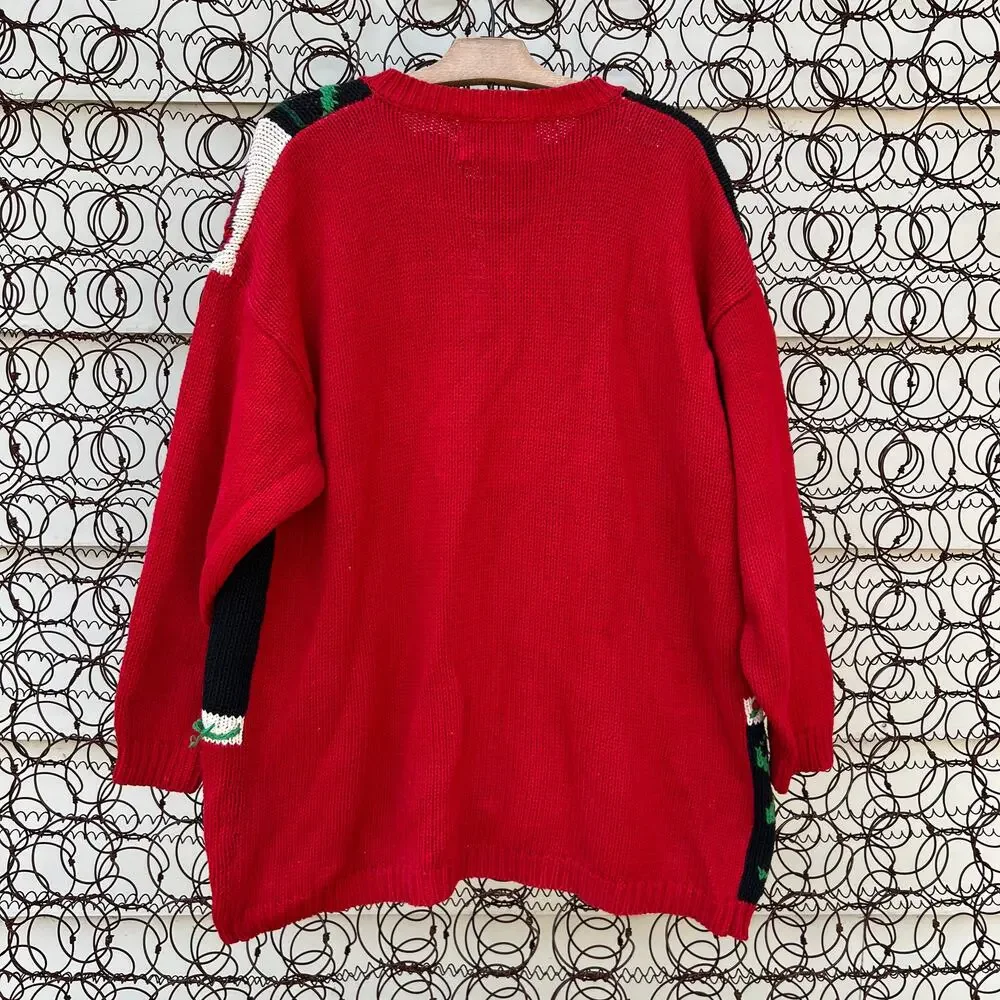 Vintage 90s Tiara Noel Santa Clause Christmas button down cardigan sweater LARGE